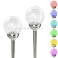 Kingland outdoor cracked glass ball LED garden light landscape path light charging solar light